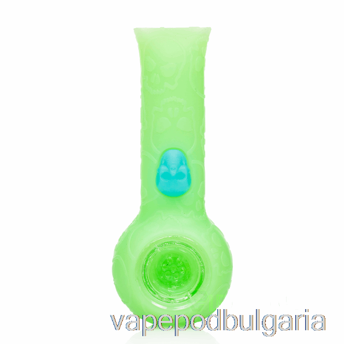 Vape 10000 Дръпки Stratus Silicone Skull Hand Pipe Green Glow (uv Green)